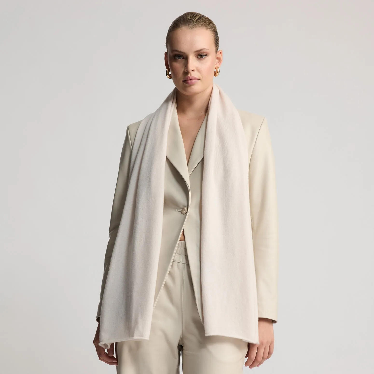 Grace Long Knitted Cashmere Scarf - Mink
