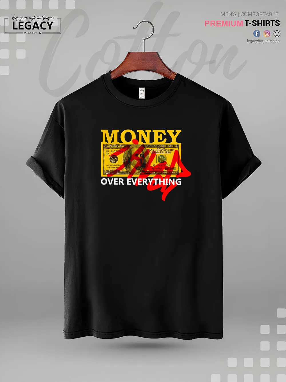 Money Over Everything Print XXL Mens Tshirt In Lowest Price Only In BD