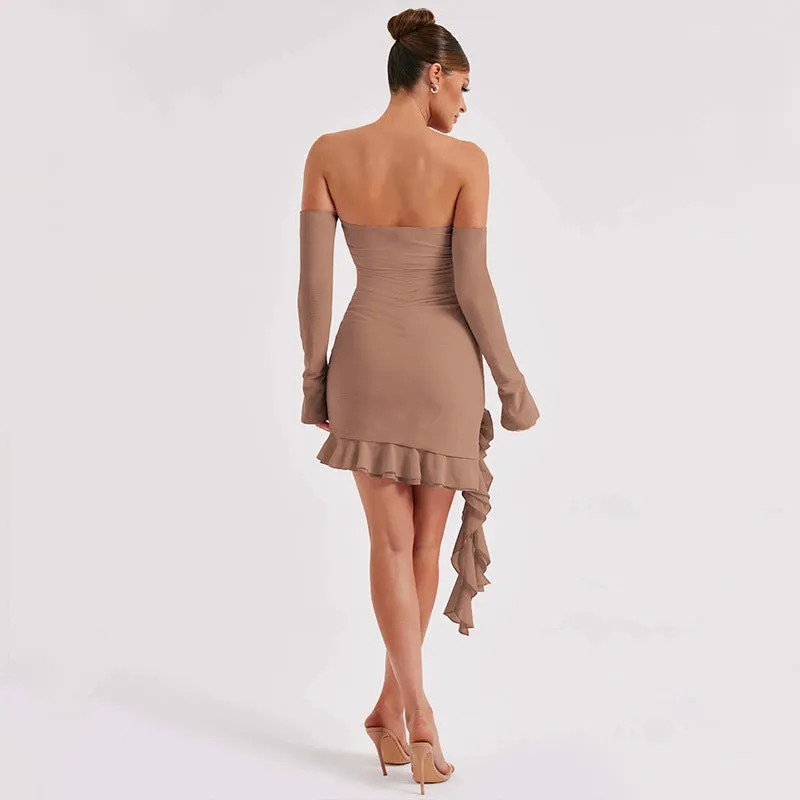 Phyllis Halter 3D Flower Ruffle Mini Dress