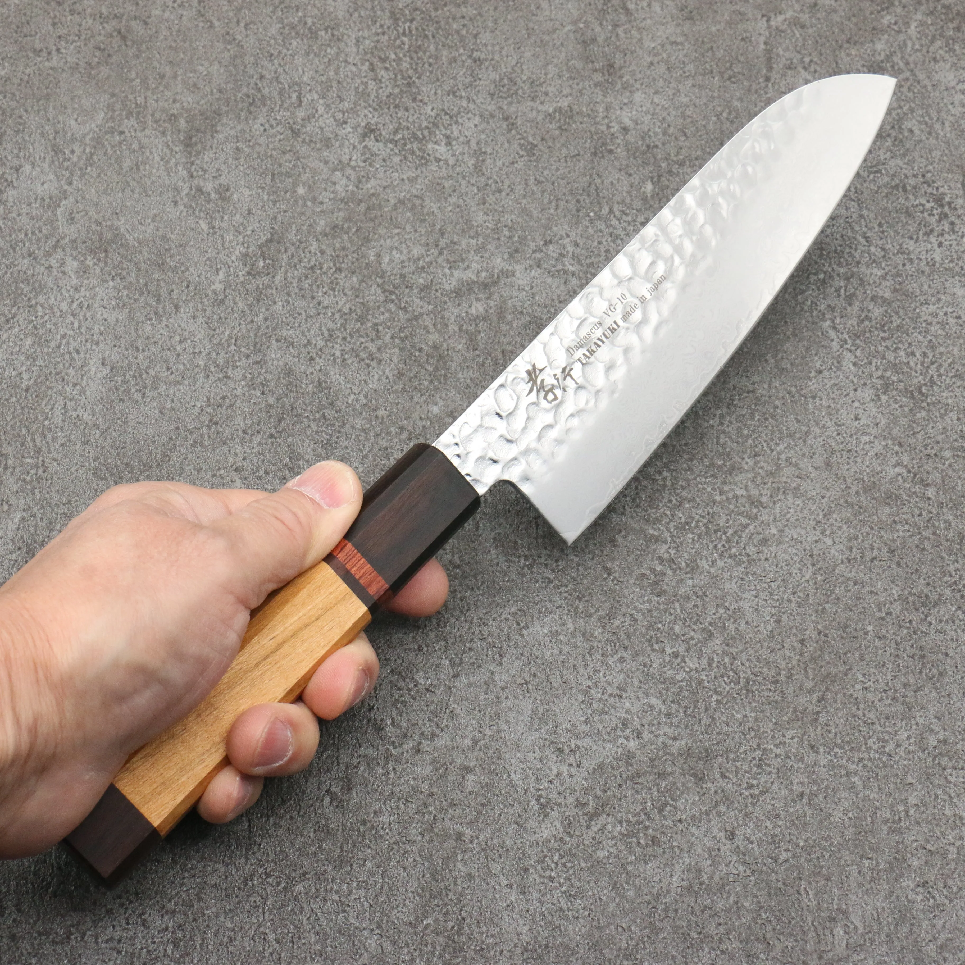 Sakai Takayuki VG10 33 Layer Damascus Santoku170mm Mountain cherry (12 sided) Handle