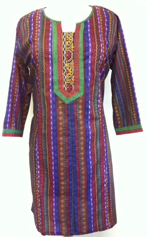 Superior Cotton Tunic top with Long slee ves (Green Shades)