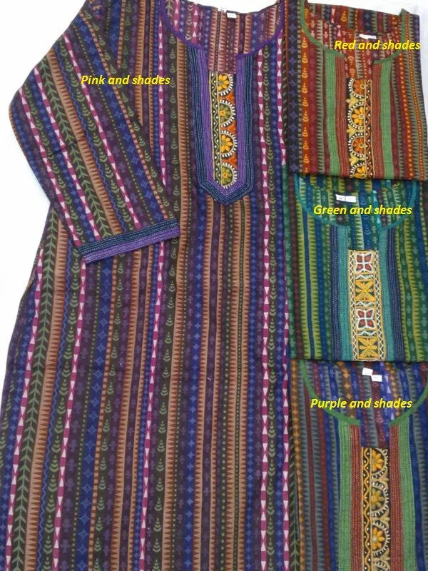 Superior Cotton Tunic top with Long slee ves (Green Shades)