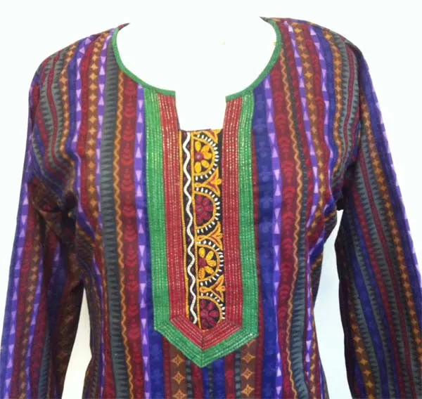 Superior Cotton Tunic top with Long slee ves (Green Shades)